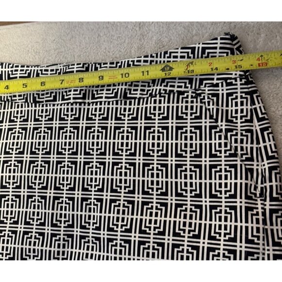 Alfred Sung Pure Geometric Black White Pencil Skirt S Cotton Spandex Side Zip - Picture 8 of 11